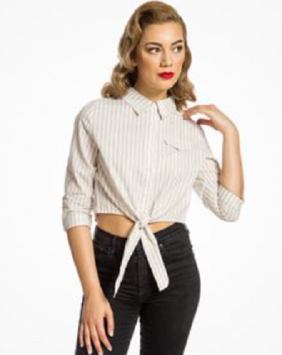 Cotton tie-front top