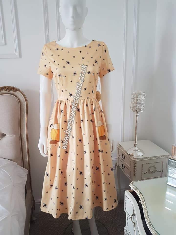 Lindy Bop Brittany Yellow Bee Swing Dress –