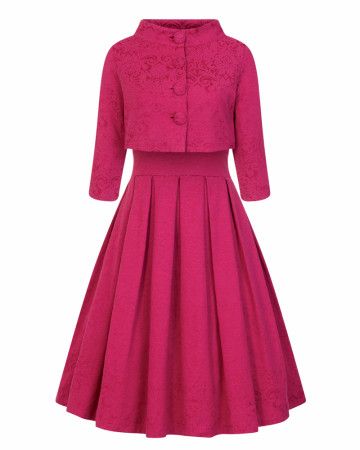 Lindy Bop Marianne Raspberry Pink Twin Set Swing Dress