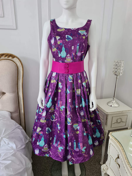 Lindy Bop - Lana Teacups Purple Dress - HerSecretCloset.co.uk