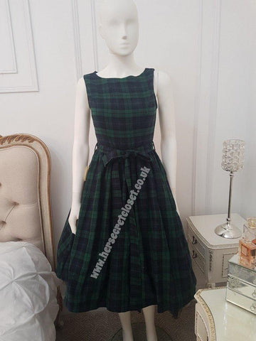 Lindy Bop Audrey 1950s Sleeveless Swing Dress
Tartan Navy Green - HerSecretCloset.co.uk