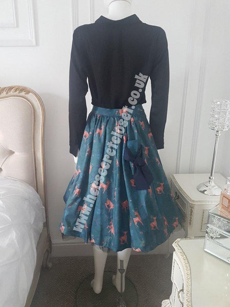 Lindy Bop Lovi Winter Deer Swing Skirt - HerSecretCloset.co.uk