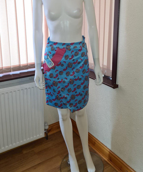 Lindy Bop Luna Blue Cube Vintage Retro Wiggle Skirt - HerSecretCloset.co.uk