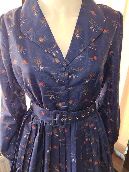 Lindy Bop Shannon Winter Scene Midi Fit and Flare Dress - HerSecretCloset.co.uk