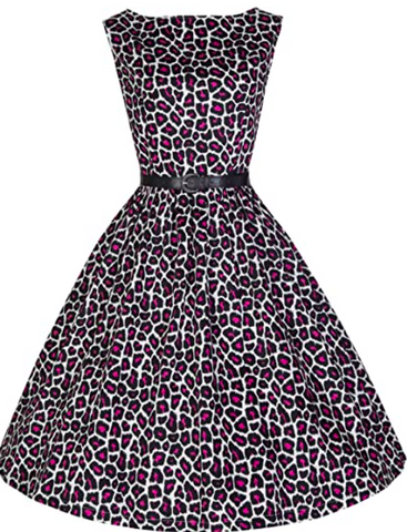 Lindy Bop Audrey Purple Leopard Print 50's Inspired Swing Dress