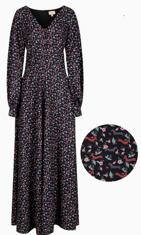 Lindy Bop Juno Fabulous Dachshund Print Vintage Style Maxi Dress