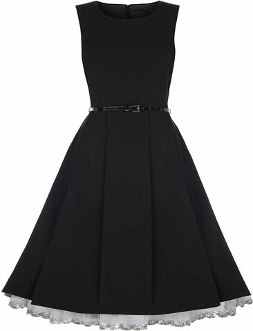 LINDY BOP NWT Talia Sleeveless Dress - Black - Sequin Hem -