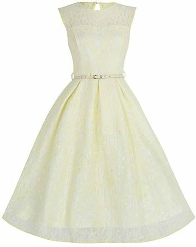 Lindy Bop 'Aleena' Pale Yellow Lace Prom / Bridesmaid Dress