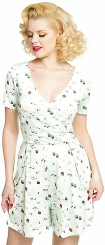 Lindy Bop Clarice' Mint Green Sushi Print Playsuit