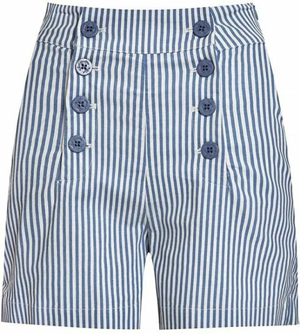 Lindy Bop Coco Blue White Stripe High Waisted Sailor Type Shorts