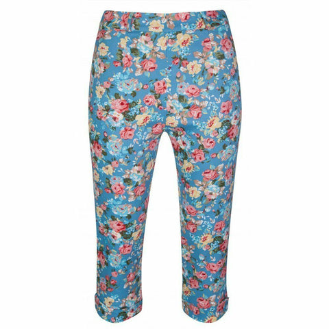 Lindy Bop Kendra Classic Floral Print Cropped Capri Trousers