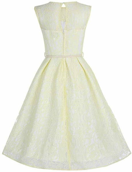 Lindy Bop 'Aleena' Pale Yellow Lace Prom / Bridesmaid Dress