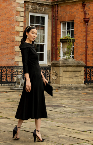 Lindy Bop 'Marla Jackie O Inspired Black Jersey 1950s 1960s Swing Dress