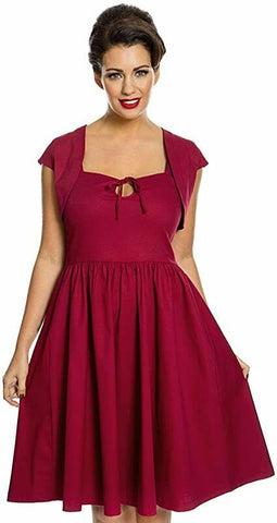 Lindy Bop Libby Dark Red Swing Dress and Bolero Set