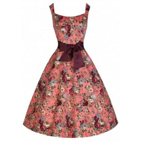 Lindy Bop Ellen Floral Print 50's Fit n Flare Rockabilly Swing Dress