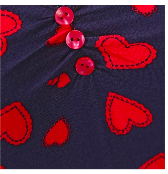 Lindy Bop Brie Navy Scallop Heart Print Jersey Top