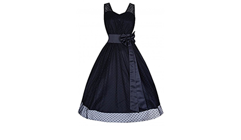 Lindy Bop Ella Midnight Blue Polka Dot Prom/Occasion Dress