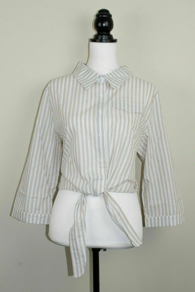 Lindy Bop Remi Striped 100% Cotton Tie Front Top Blouse