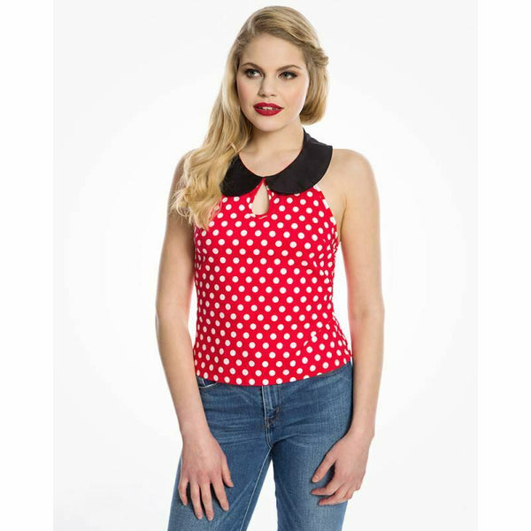 Lindy Bop Vintage Melissa Red Polka Dot Halterneck Top