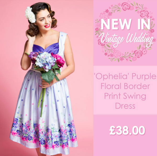 LINDY BOP DRESS Ophelia Purple Floral Border Bridesmaid Party