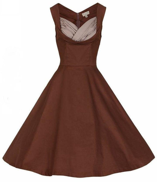 Lindy Bop Ophelia Chocolate Dress - HerSecretCloset.co.uk