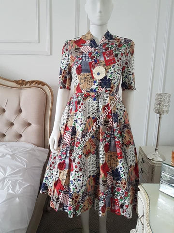 Lindy Bop Savannah Cream Patchwork Tea Dress - HerSecretCloset.co.uk