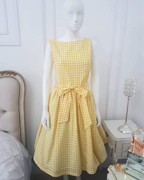 Lindy Bop Audrey Sunny Gingham Swing Dress - HerSecretCloset.co.uk