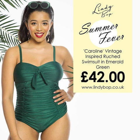 Lindy Bop Vintage Inspired Ruched Swimsuit / Swimming Costume - HerSecretCloset.co.uk