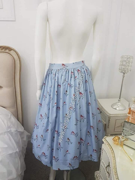 Lindy Bop Adalene Snowy Robin Swing Skirt - HerSecretCloset.co.uk