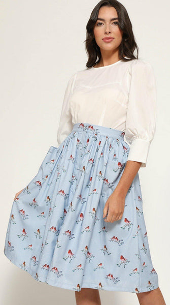 Lindy Bop Adalene Snowy Robin Swing Skirt - HerSecretCloset.co.uk