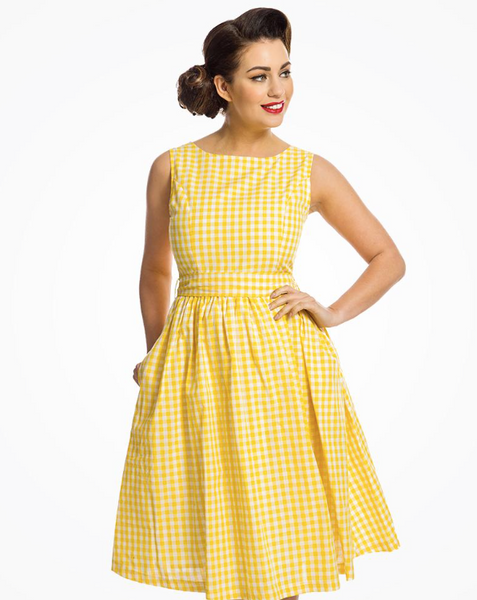 Lindy Bop Audrey Sunny Gingham Swing Dress - HerSecretCloset.co.uk