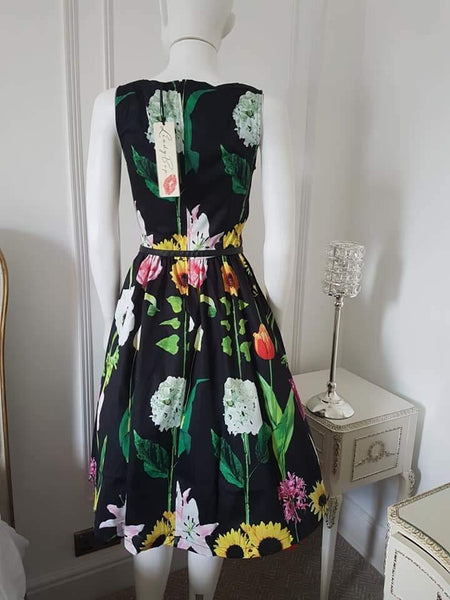 Lindy Bop Audrey Wild Garden Print Swing Dress - HerSecretCloset.co.uk