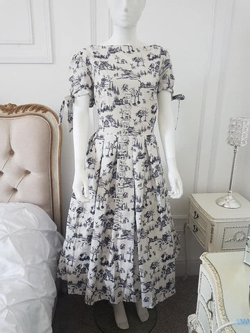 Lindy Bop Carissa' Porcelain Winter Toile Midi Dress - HerSecretCloset.co.uk