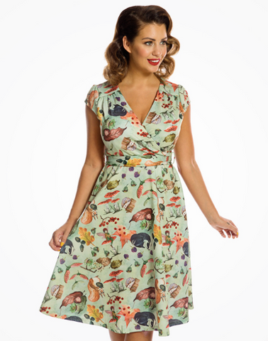 Lindy Bop Dawn Woodland Fairy Print Swing Dress - HerSecretCloset.co.uk