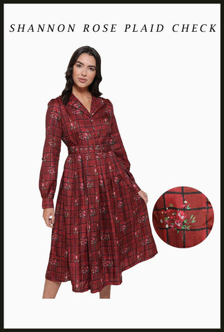 Lindy Bop Shannon Rose Plaid Check Vintage Style Dress - HerSecretCloset.co.uk