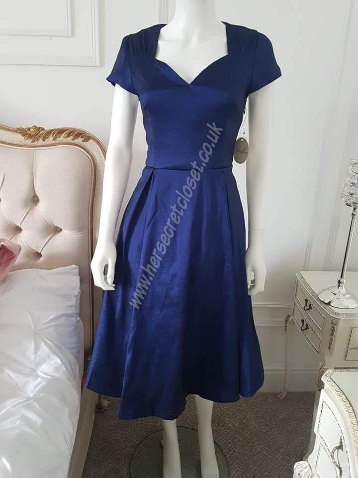 Lindy Bop Celestine Sapphire Tafetta Swing Dress - HerSecretCloset.co.uk