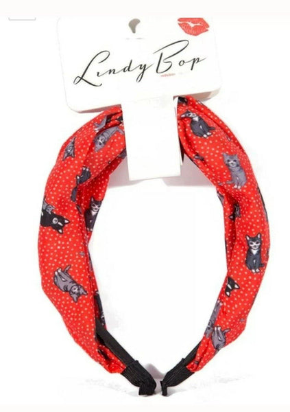 Lindy Bop Headband  RED CAT Turban - HerSecretCloset.co.uk