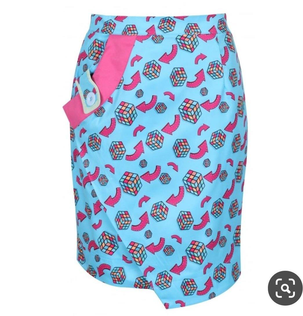 Lindy Bop Luna Blue Cube Vintage Retro Wiggle Skirt - HerSecretCloset.co.uk