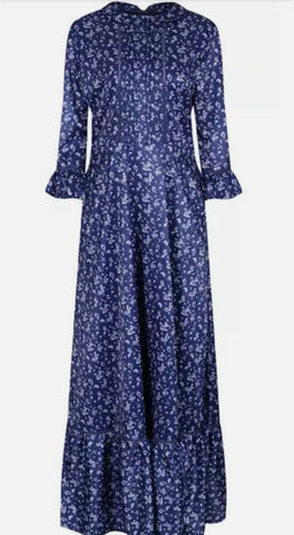 Lindy Bop Deep Blue Paisley Maxi Vintage Dress - HerSecretCloset.co.uk