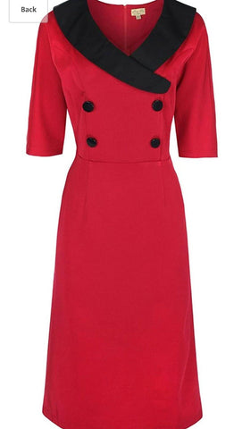 Lindy Bop Deanna Crimson 40s 50s Style Glamorous Dress - HerSecretCloset.co.uk