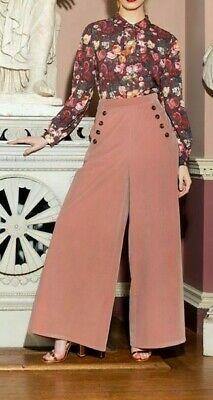 Lindy Bop Popular Adonia Wide leg trousers Pink Corduroy 1930's - HerSecretCloset.co.uk