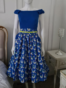 Lindy Bop Carla Blue Llama Dress - RARE - HerSecretCloset.co.uk