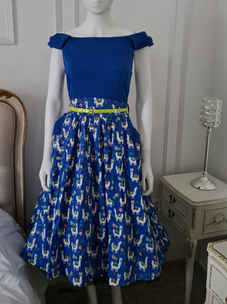 Lindy Bop Carla Blue Llama Dress - RARE - HerSecretCloset.co.uk