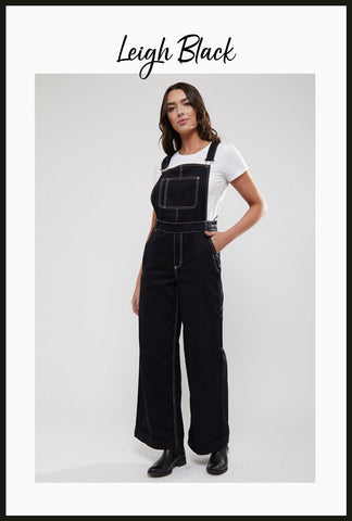 Lindy Bop Leigh Black Vintage inspired Dungaree, Jeans - HerSecretCloset.co.uk