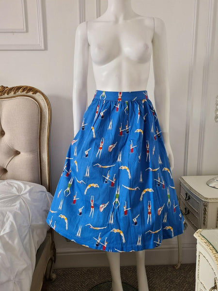 Lindy Bop Pryia Blue Swimmers Skirt - HerSecretCloset.co.uk