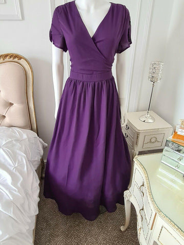 Lindy Bop Aisling Dark Purple Maxi Evening Prom Ball Dress - HerSecretCloset.co.uk